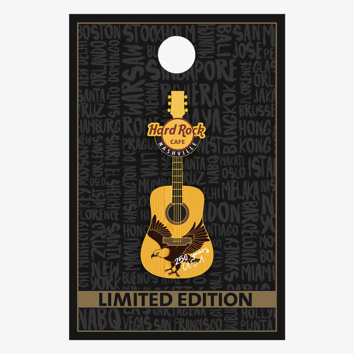 Limited Edition Nashville Woodgrain Guitar USA 250th Anniversary Pin image number 2