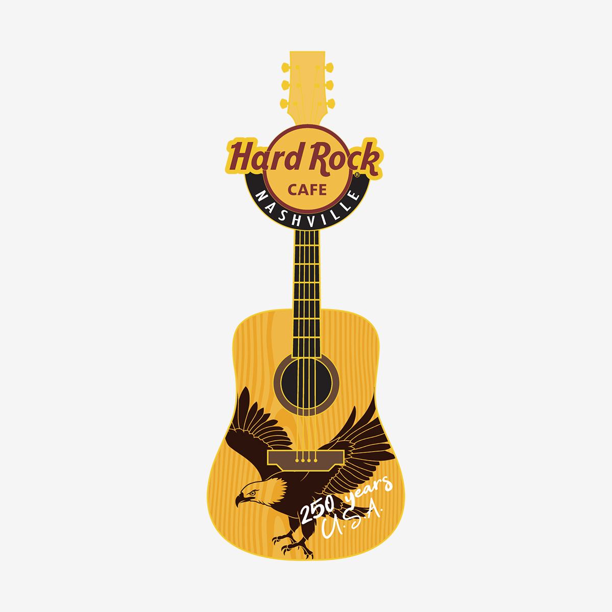 Limited Edition Nashville Woodgrain Guitar USA 250th Anniversary Pin image number 1