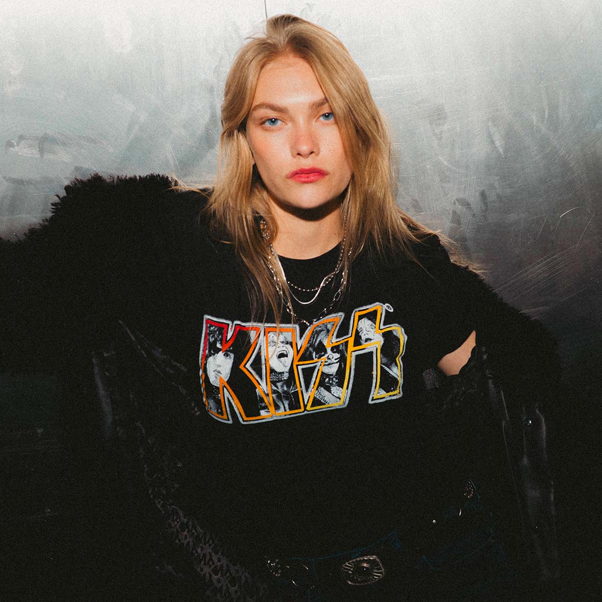 Adult Fit KISS Collab Tee in Black image number 2