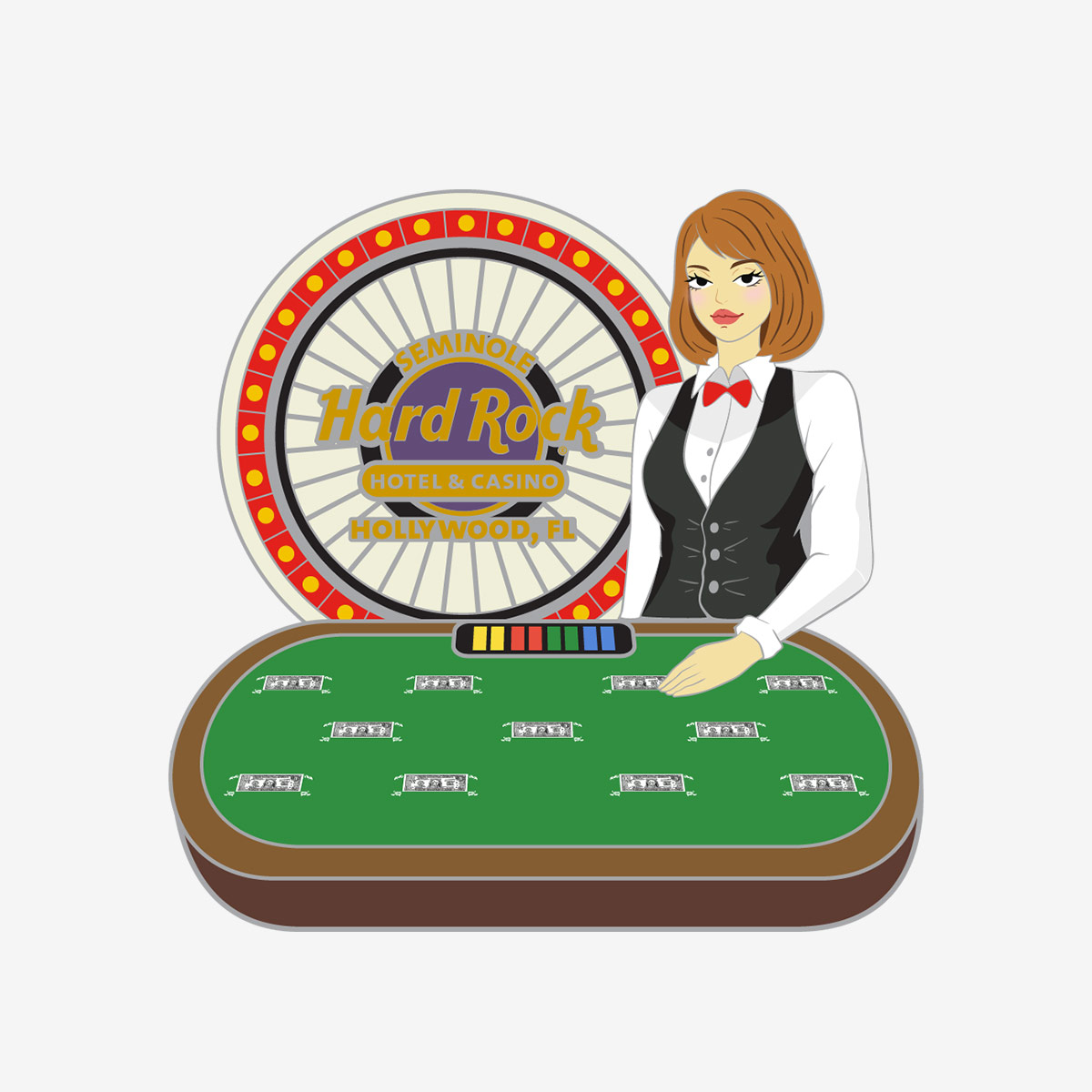 Limited Edition Hollywood, FL Money Wheel Pin image number 2