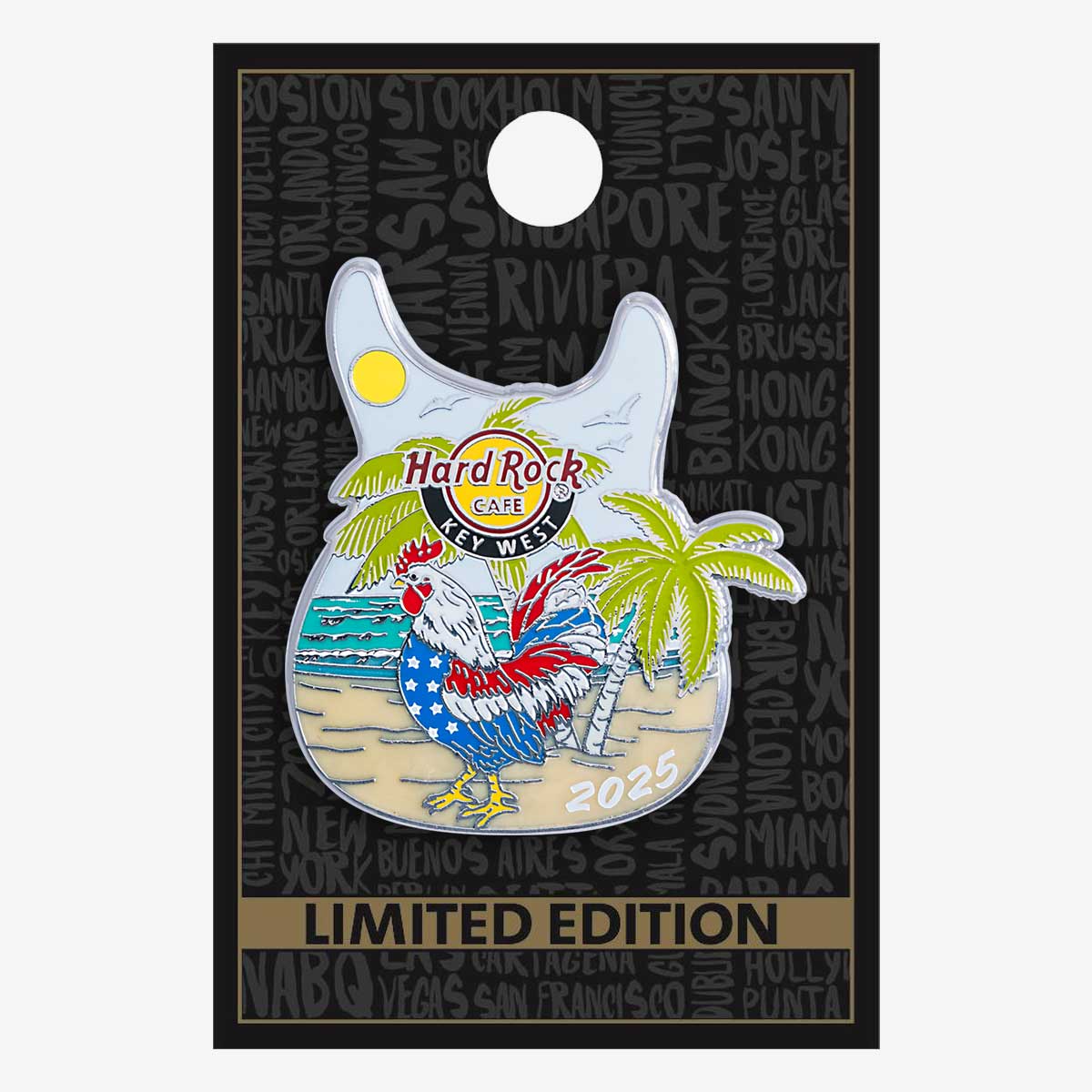 Limited Edition Key West Patriotic Rooster Pin image number 2