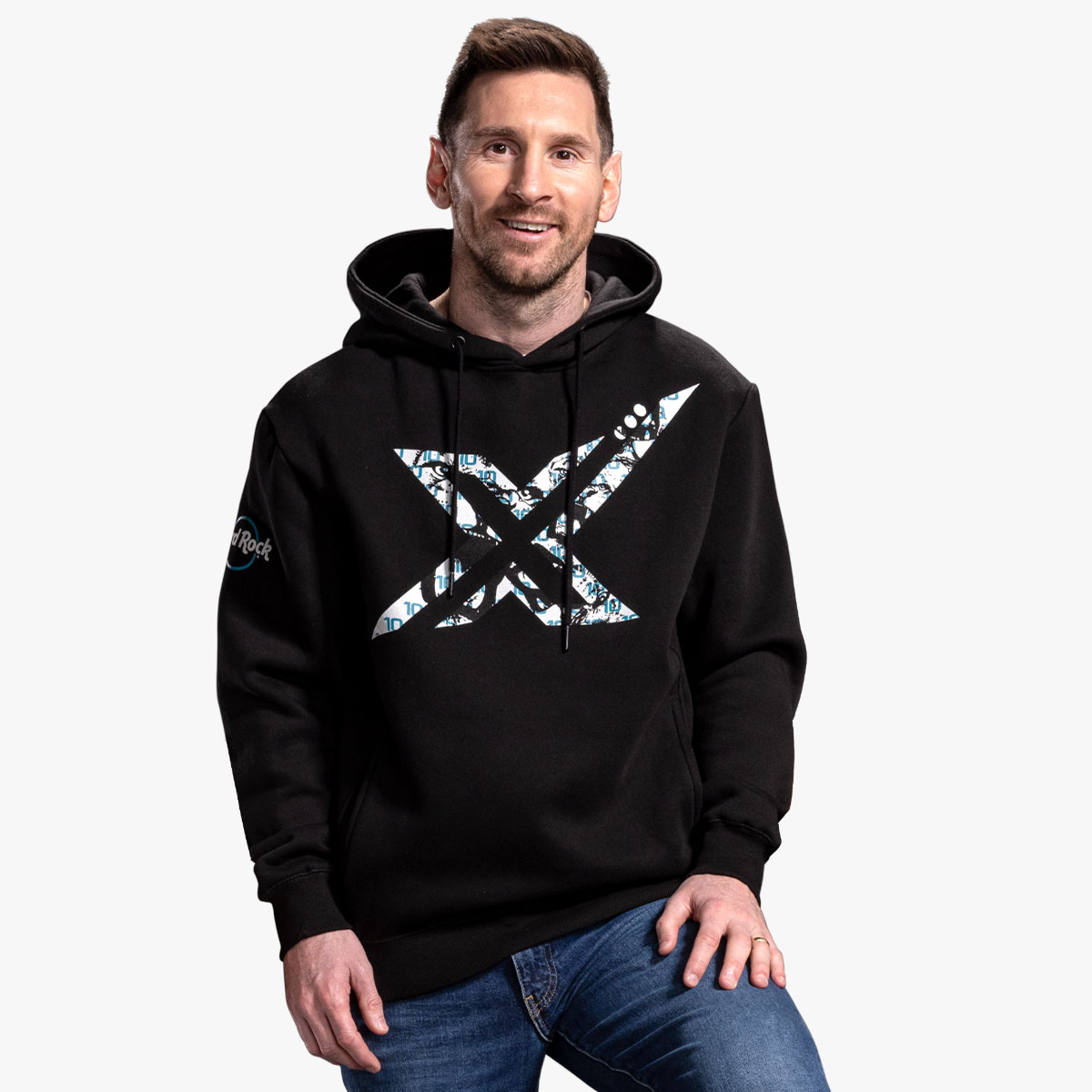 Messi x Hard Rock Adult Fit Hoodie in Black image number 1