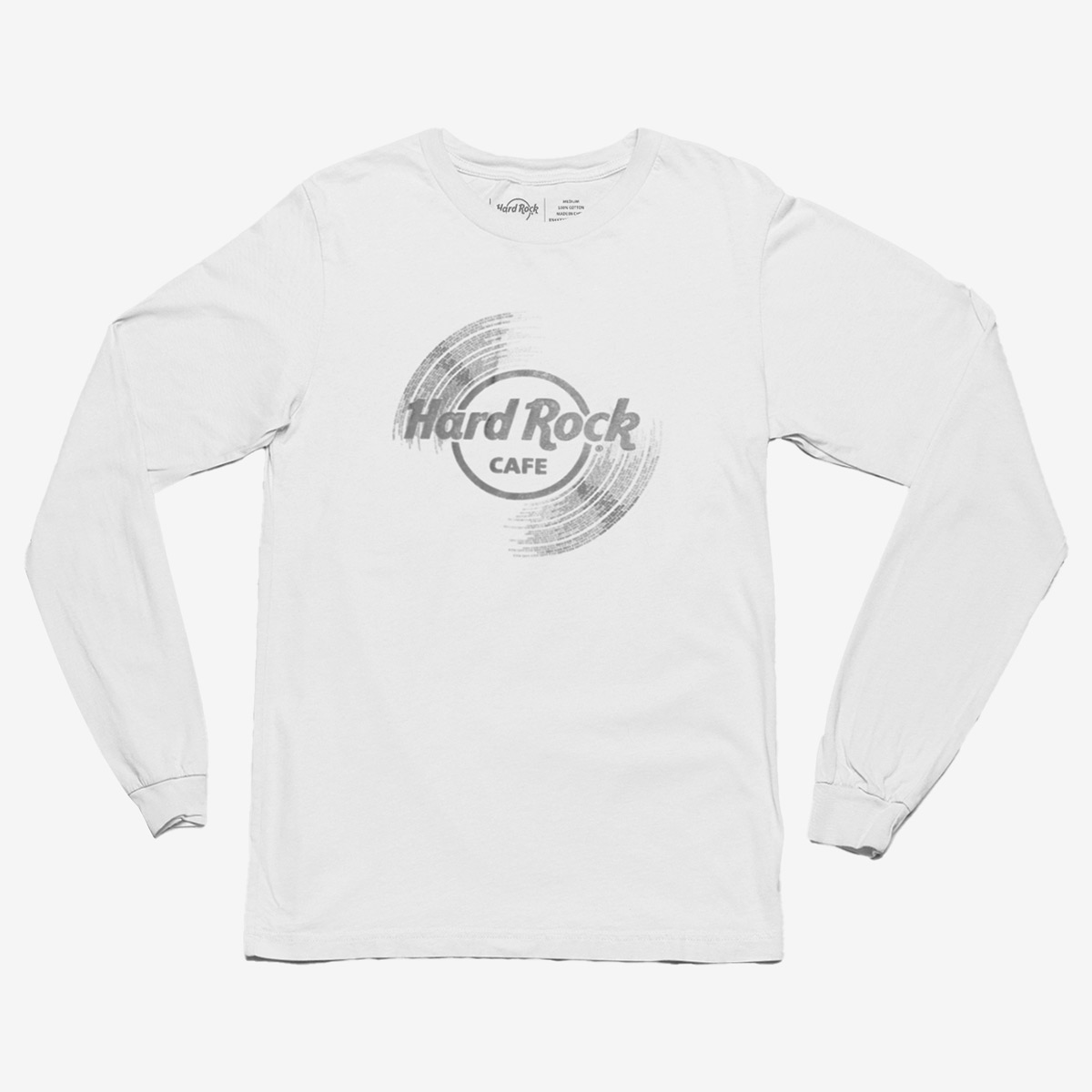 Hard Rock Vinyl Logo Unisex Longsleeve Tee in White image number 1