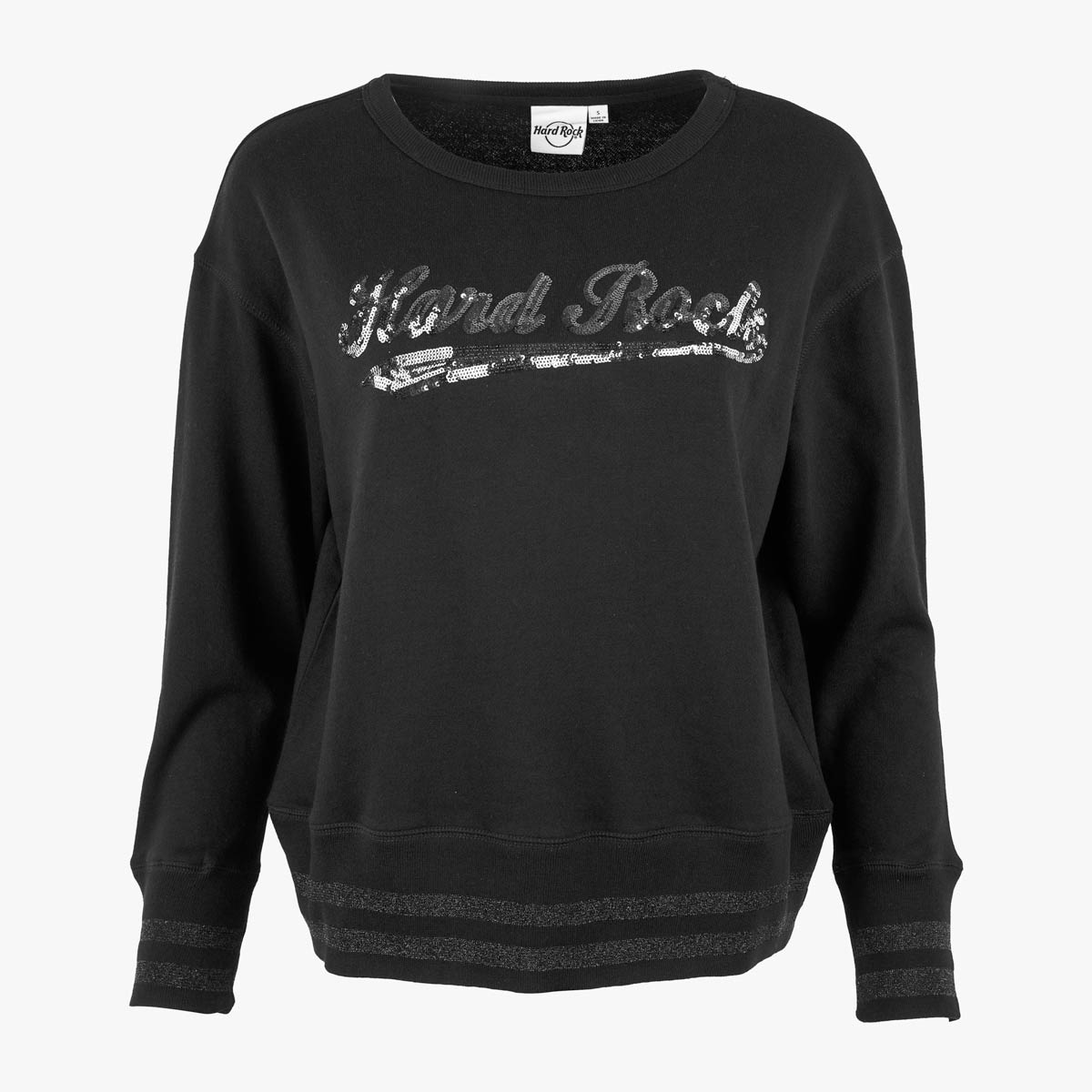 Hard Rock Sequin Logo French Terry Longsleeve Crewneck Sweatshirt image number 1