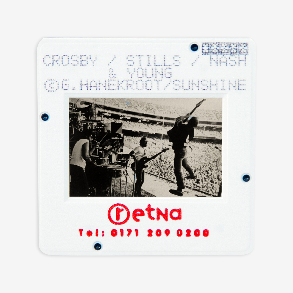 Crosby Stills Nash & Young Boxed Original 35MM Photograph in Acrylic Case image number 1