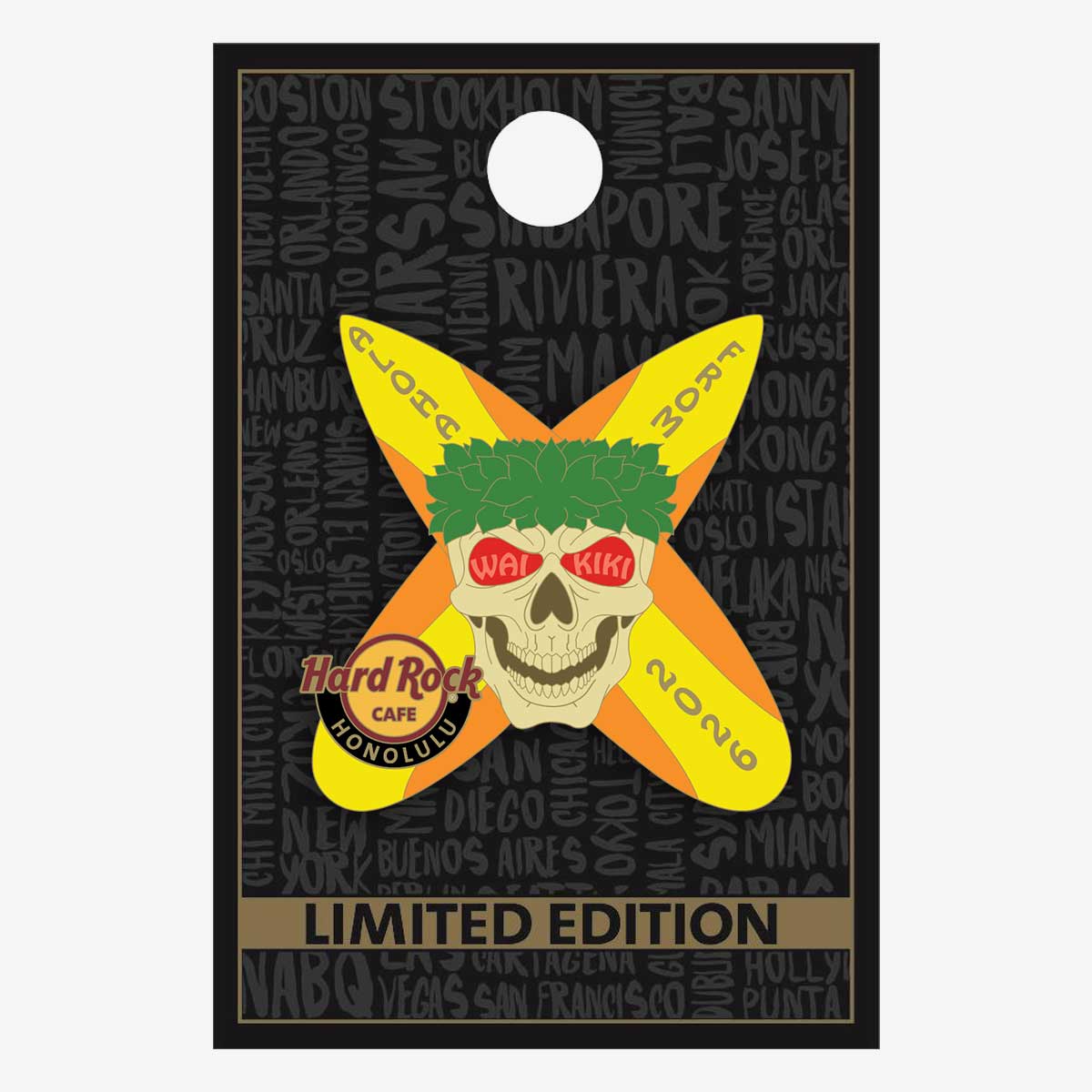 Limited Edition Honolulu 2026 Surf Skull Pin image number 2