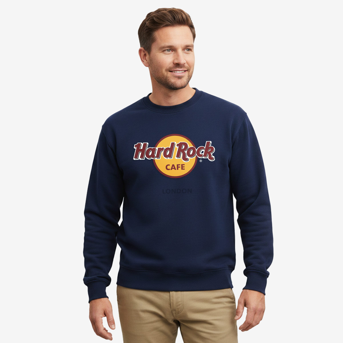 Adult Fit Classic Logo Crewneck Fleece Pullover in Navy image number 2