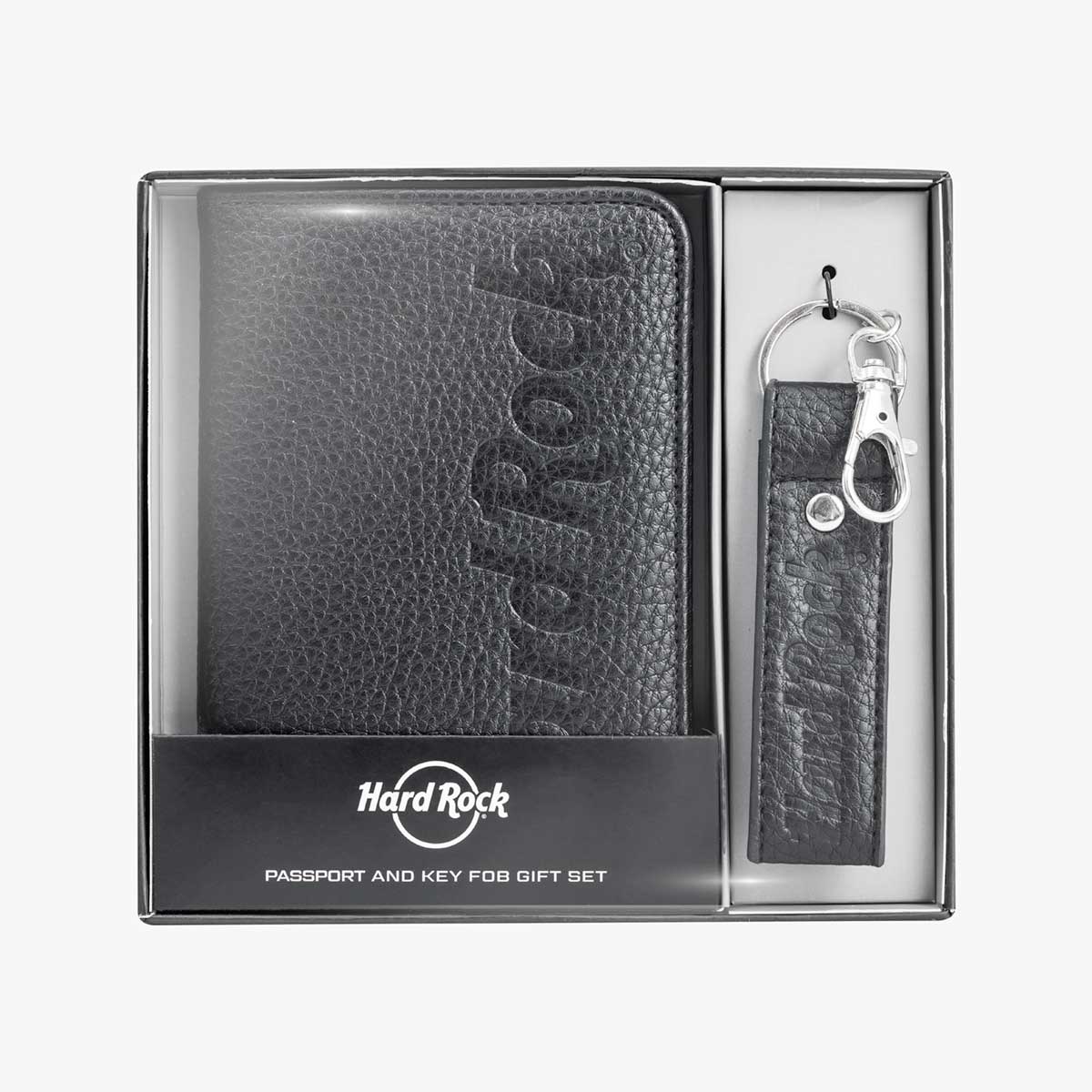 Black Pebbled Passport Cover and Key Fob Boxed Set image number 2