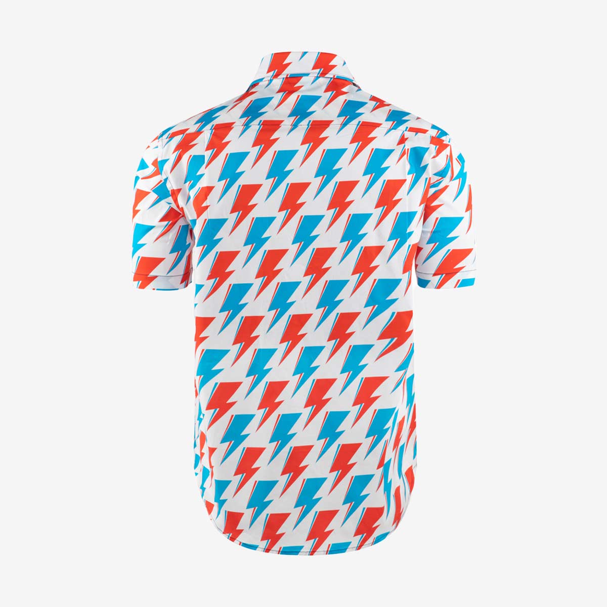 David Bowie All-Over Red and Blue Bolt Short Sleeve Shirt in White image number 2