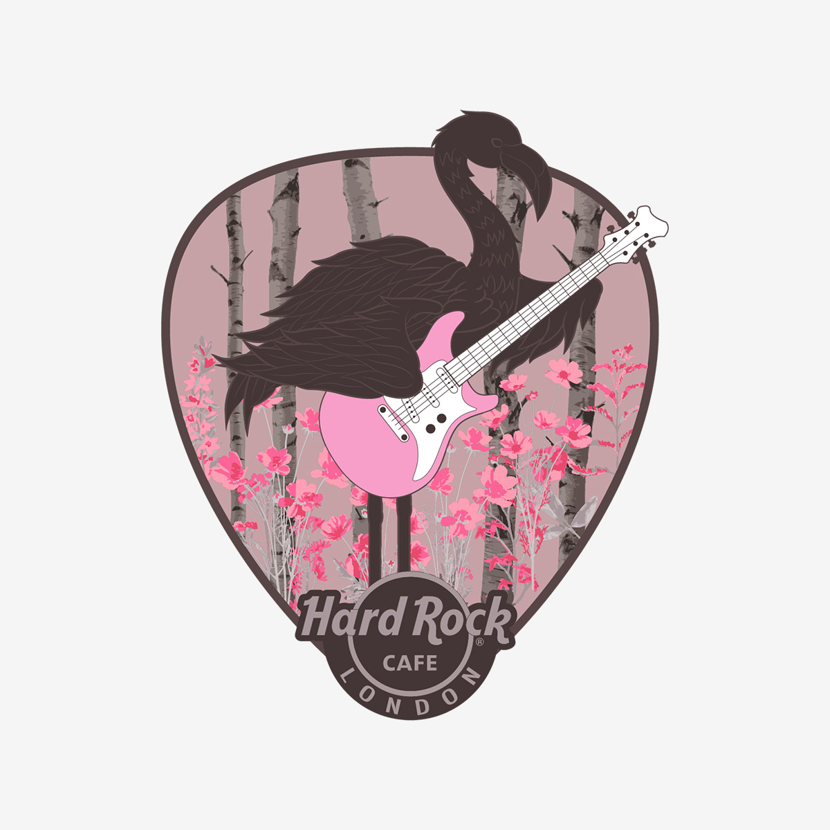 Collectible London Flamingo Guitar Pin image number 1