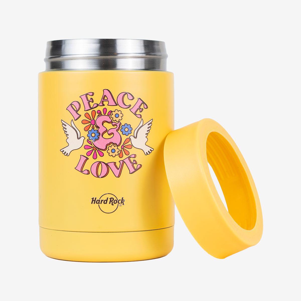 Festival Peace and Love Koozie in Yellow image number 2