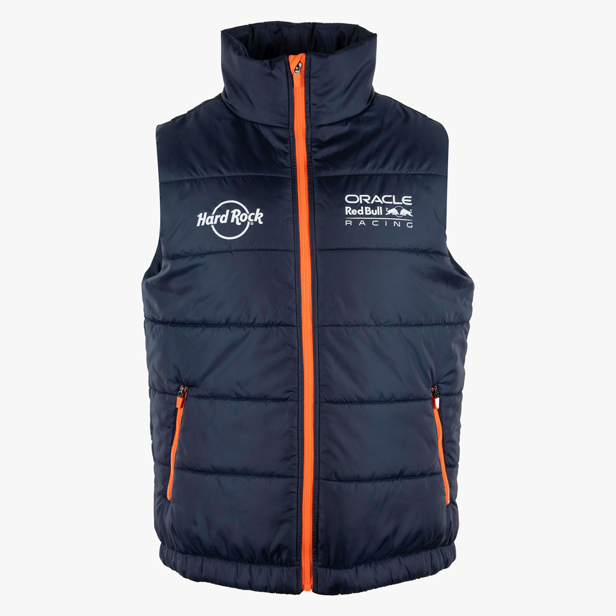 Oracle Red Bull Puffer Vest in Navy with Orange image number 1