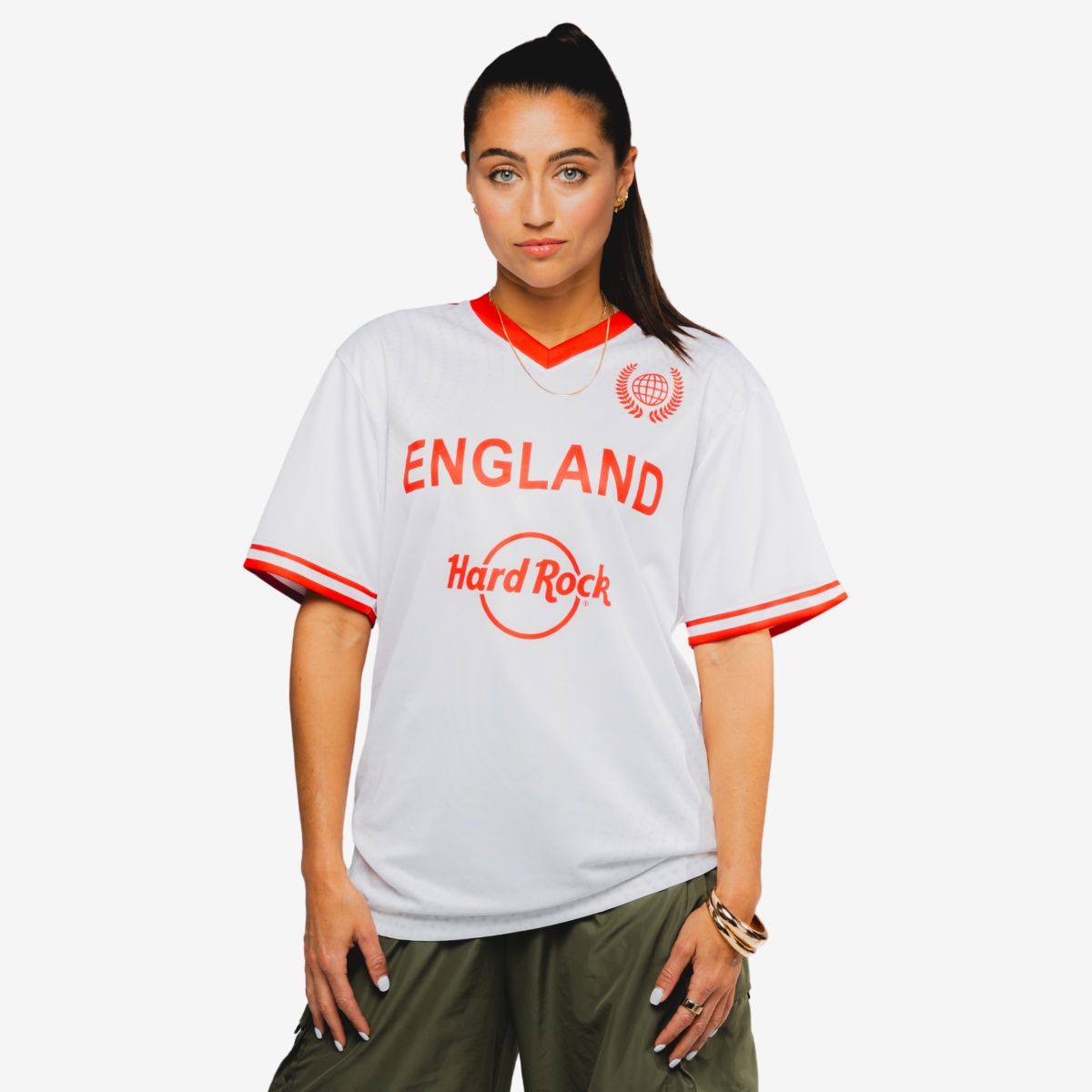 England Soccer V Neck Tee in White image number 1