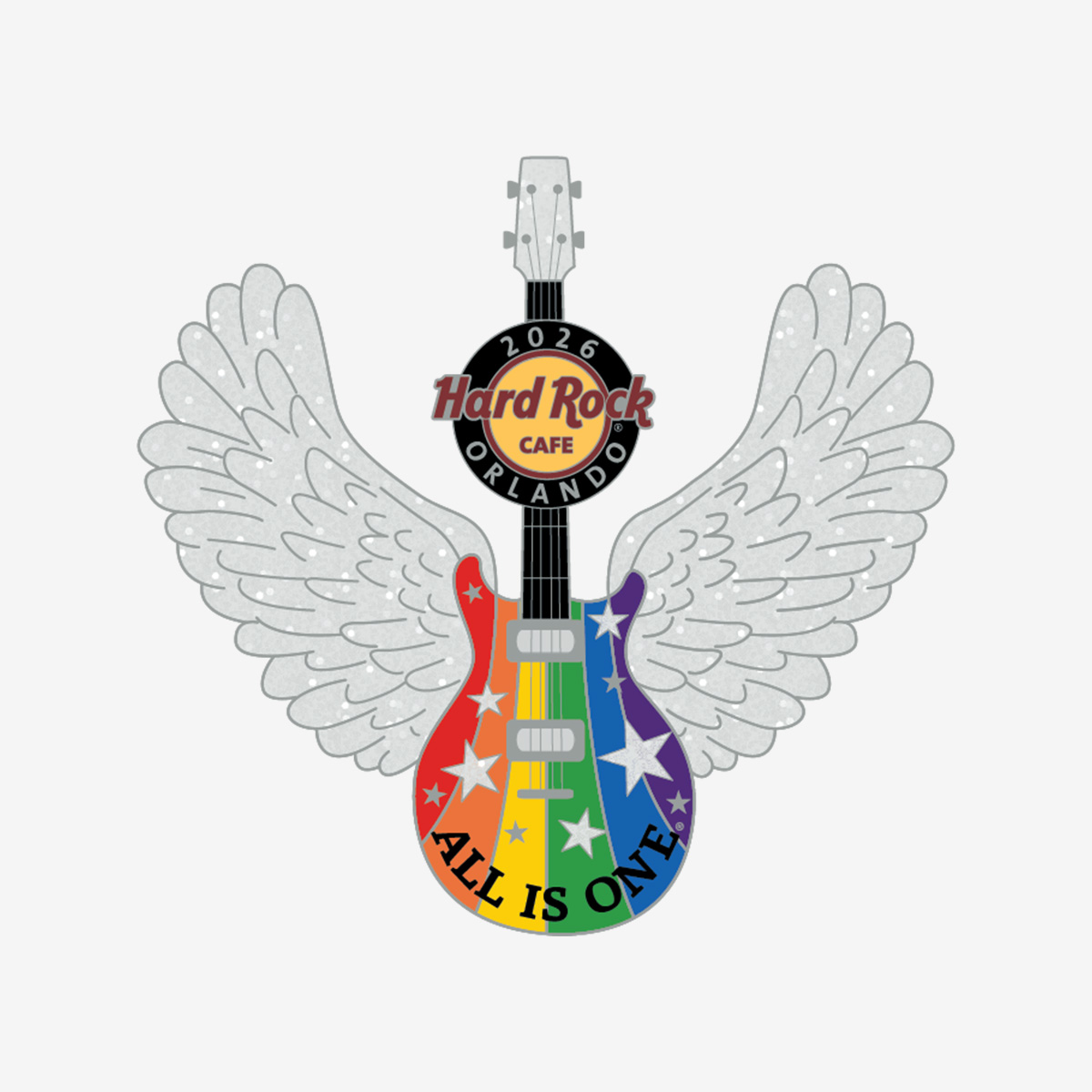 Limited Edition Orlando 2026 All Is One Rainbow Guitar Pin image number 1