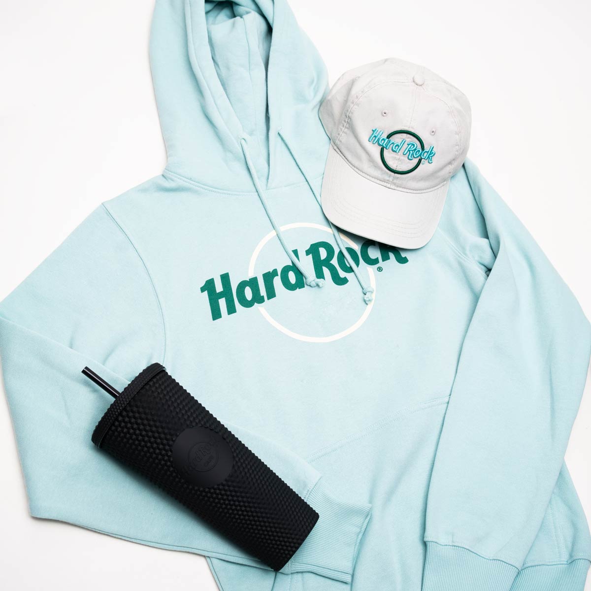Hard Rock Adult Fit Pop of Color Hoodie in Light Aqua image number 2