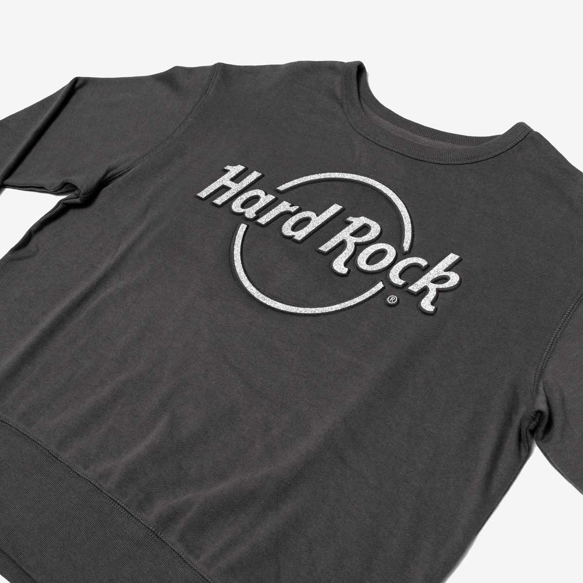 Hard Rock Glitter Logo French Terry Longsleeve Crewneck Sweatshirt image number 1