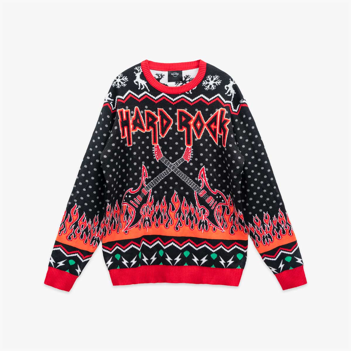 Holiday 2024 Mens Flaming Guitar Sweater Black image number 1