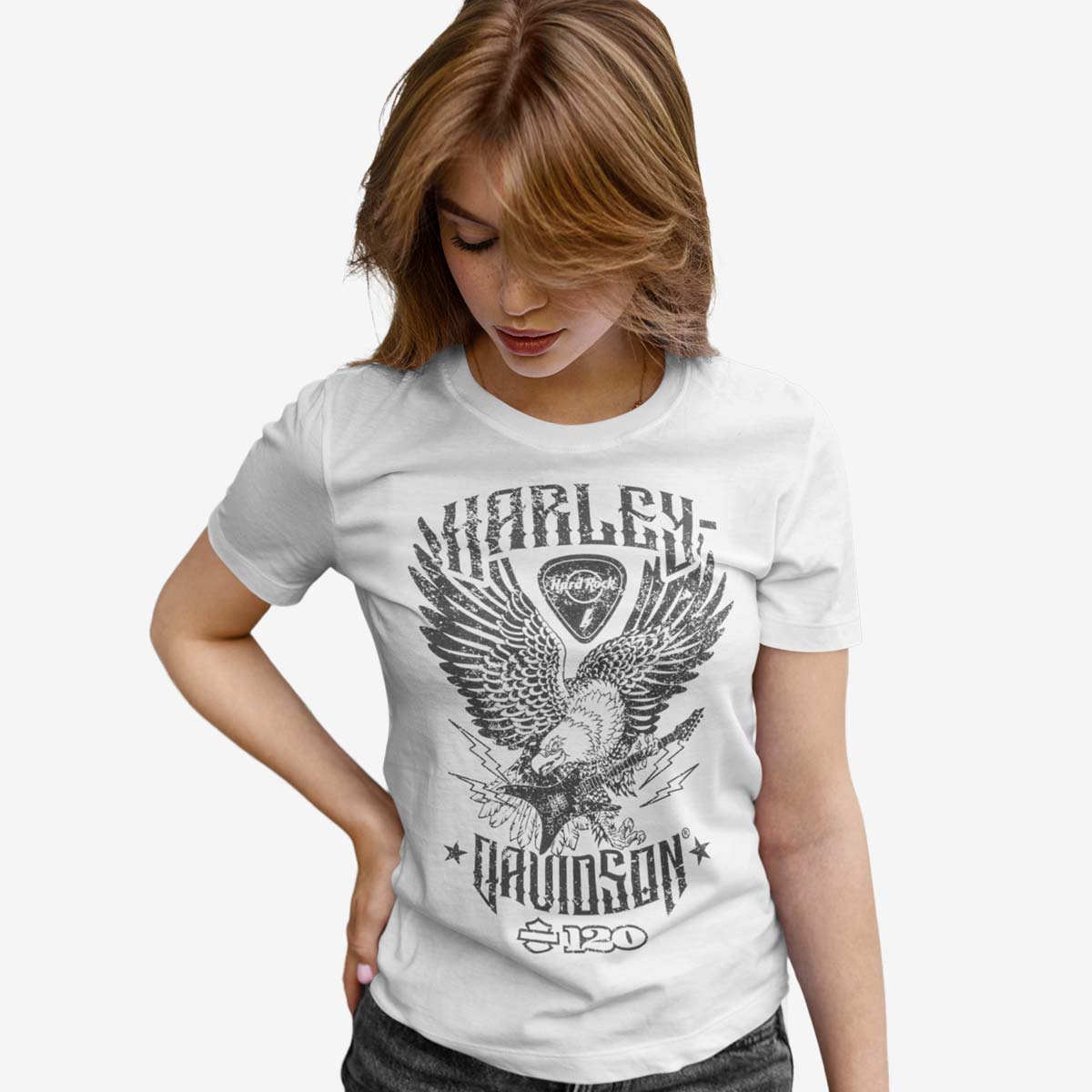 Harley Davidson Ladies Slim Fit Tee Shirt in White image number 3