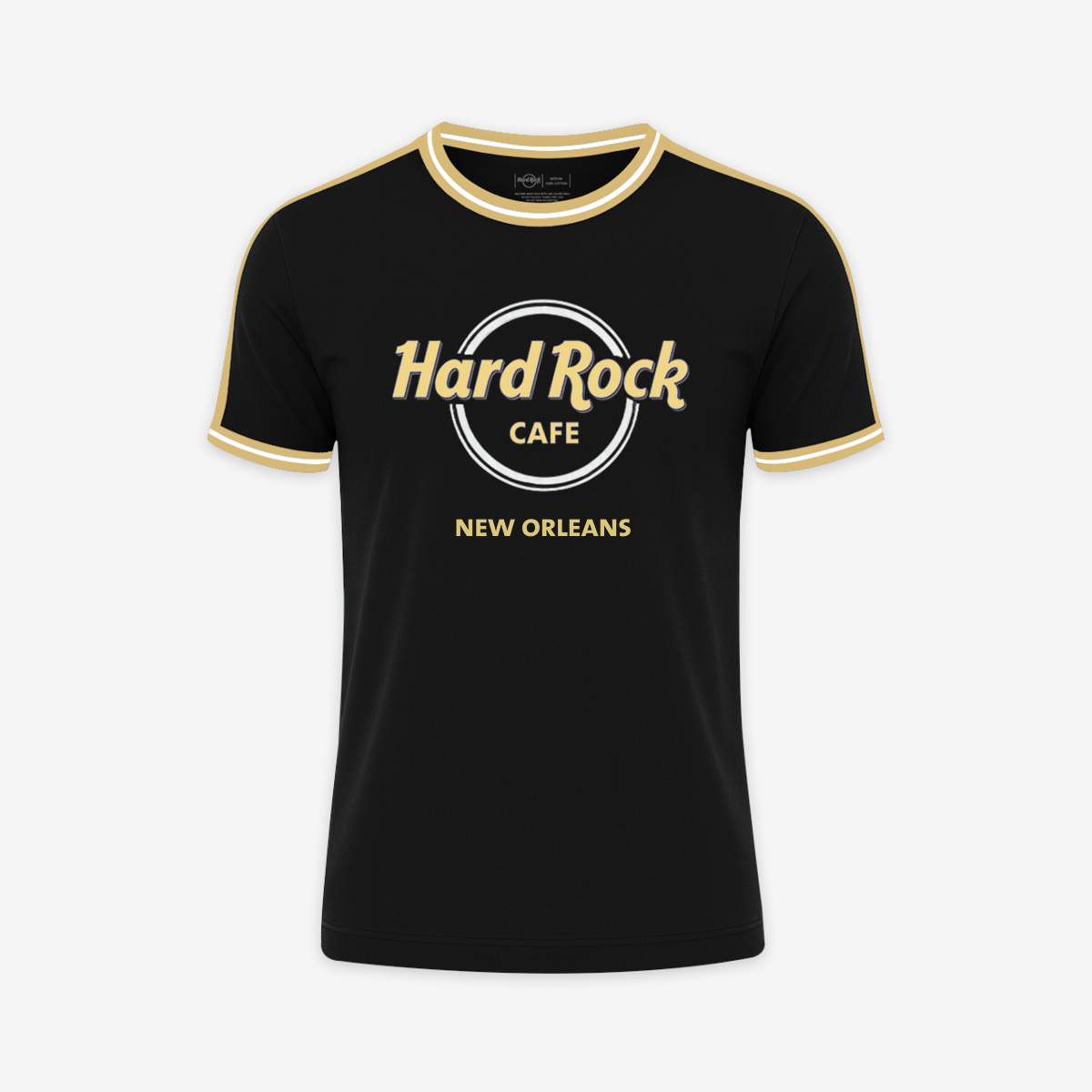 Adult Fit New Orleans Ringer Tee in  Black and Gold image number 1