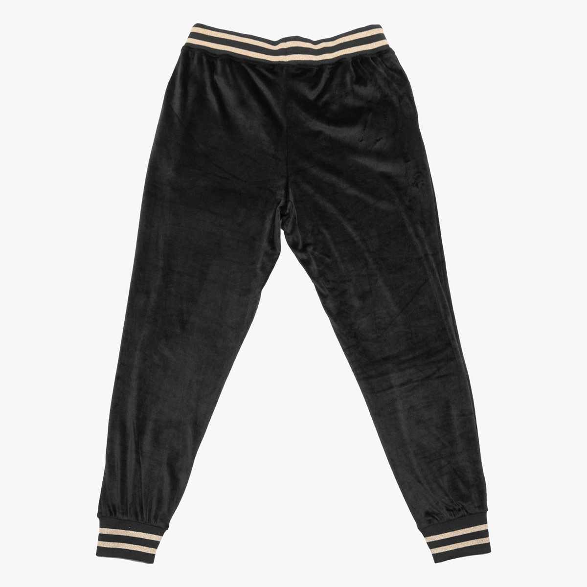 Velour Black and Metallic Gold Joggers by Hard Rock image number 2