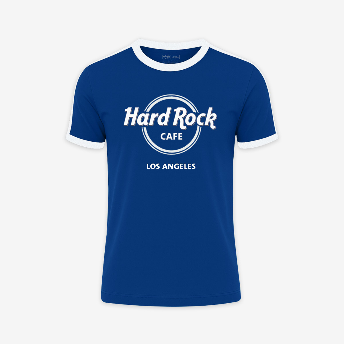 Adult Fit Los Angeles Ringer Tee in Blue and White image number 1