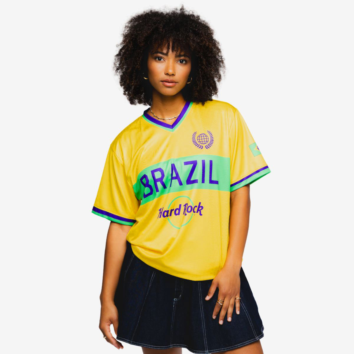 Brazil Soccer V-Neck Tee in Yellow image number 1