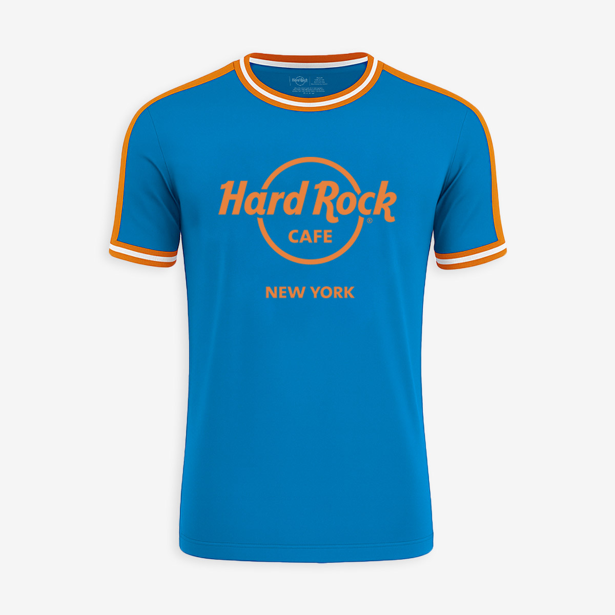 Adult Fit New York Ringer Tee in Blue and Orange image number 1