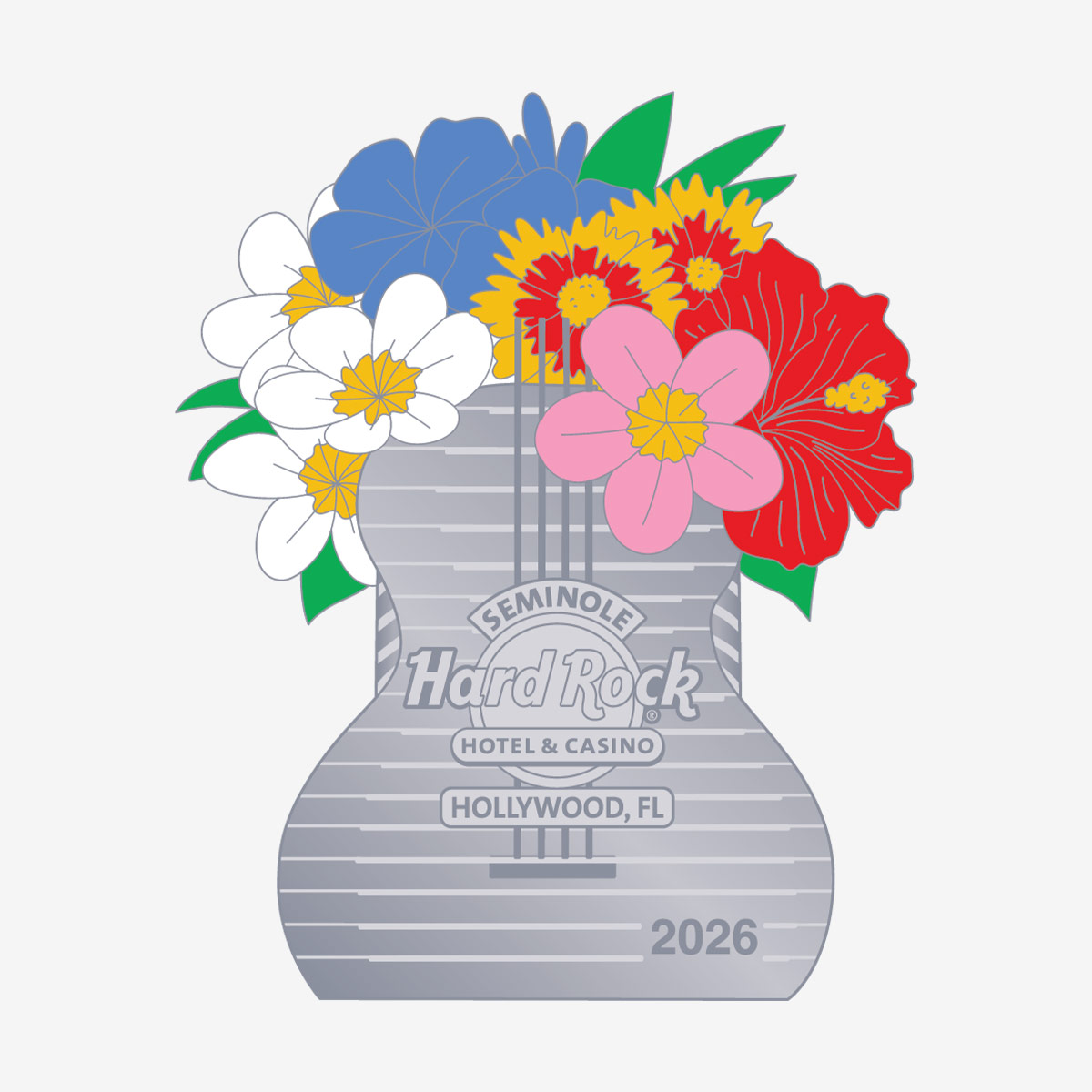 Limited Edition Hollywood, FL Floral Guitar 2026 Pin image number 1