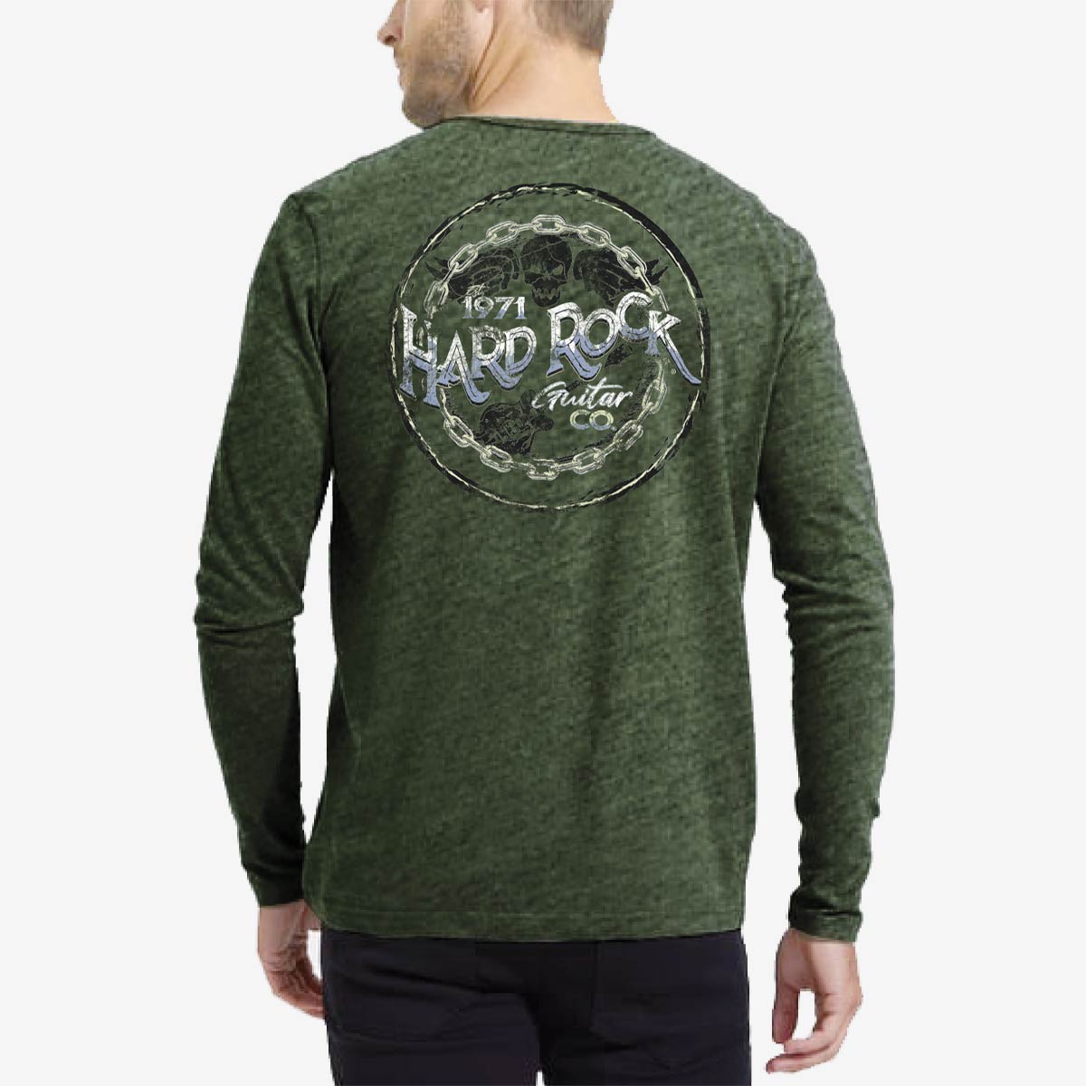 Guitar Company Hybrid Henley Longsleeve Tee in Military Green image number 1