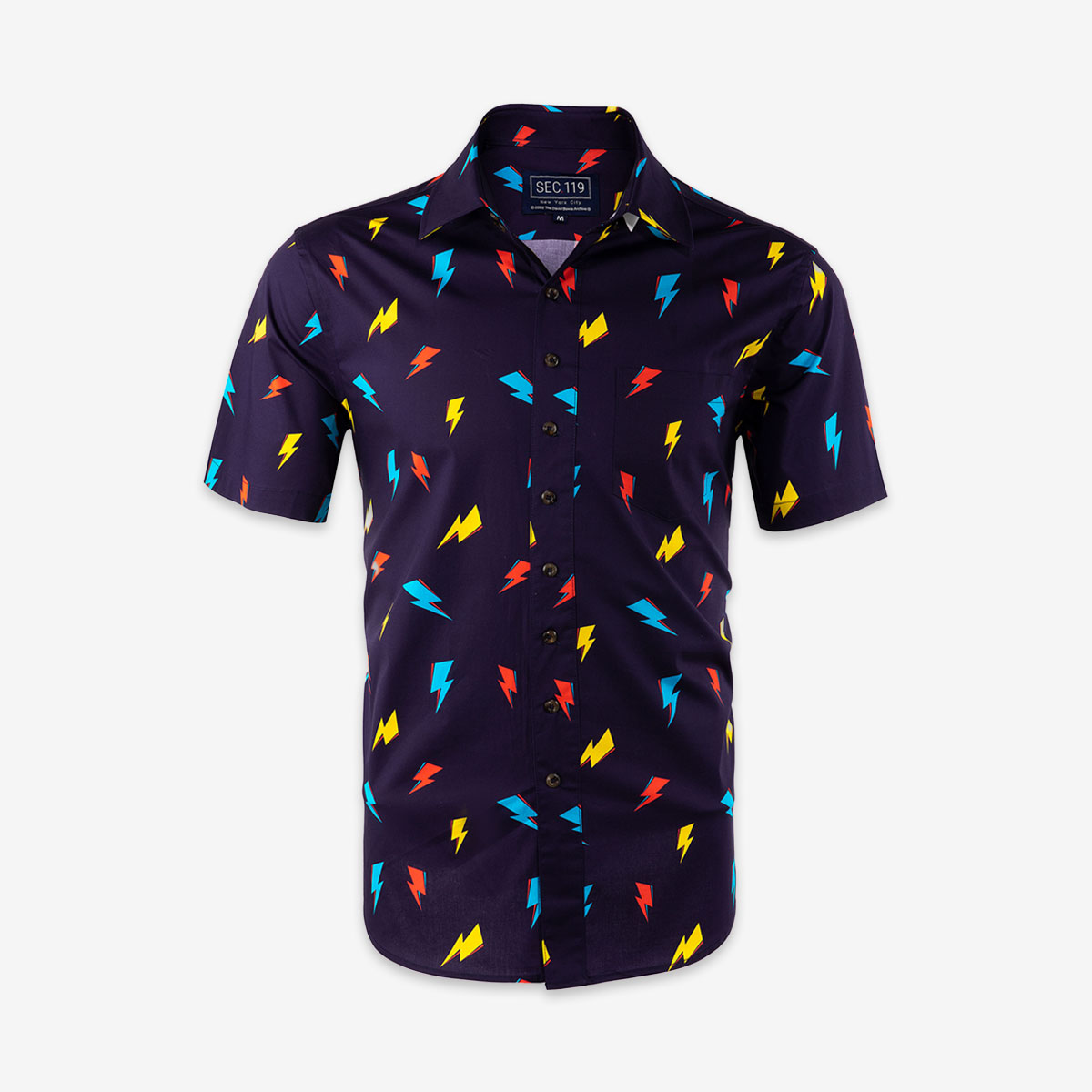 David Bowie All-Over Bolt Short Sleeve Shirt in Navy image number 1