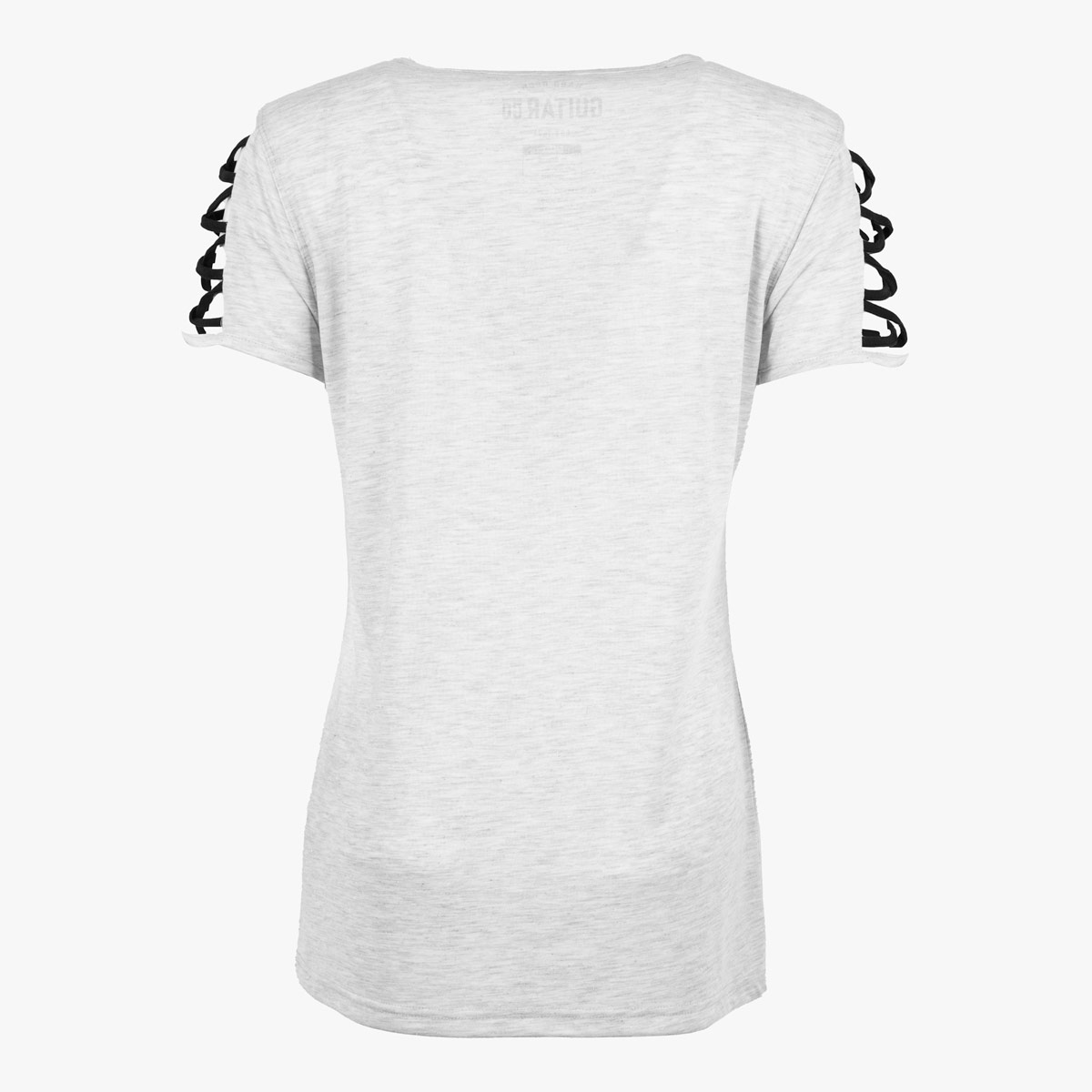 Guitar Company Criss Cross Lattice Sleeves Slim Fit Tee in Grey image number 3