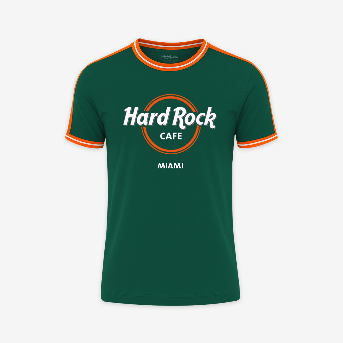 Adult Fit Miami Ringer Tee in Green and Orange image number 1