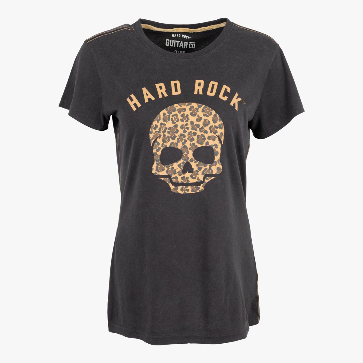 Guitar Company Ladies Fit Leopard Skull Tee in Black image number 1