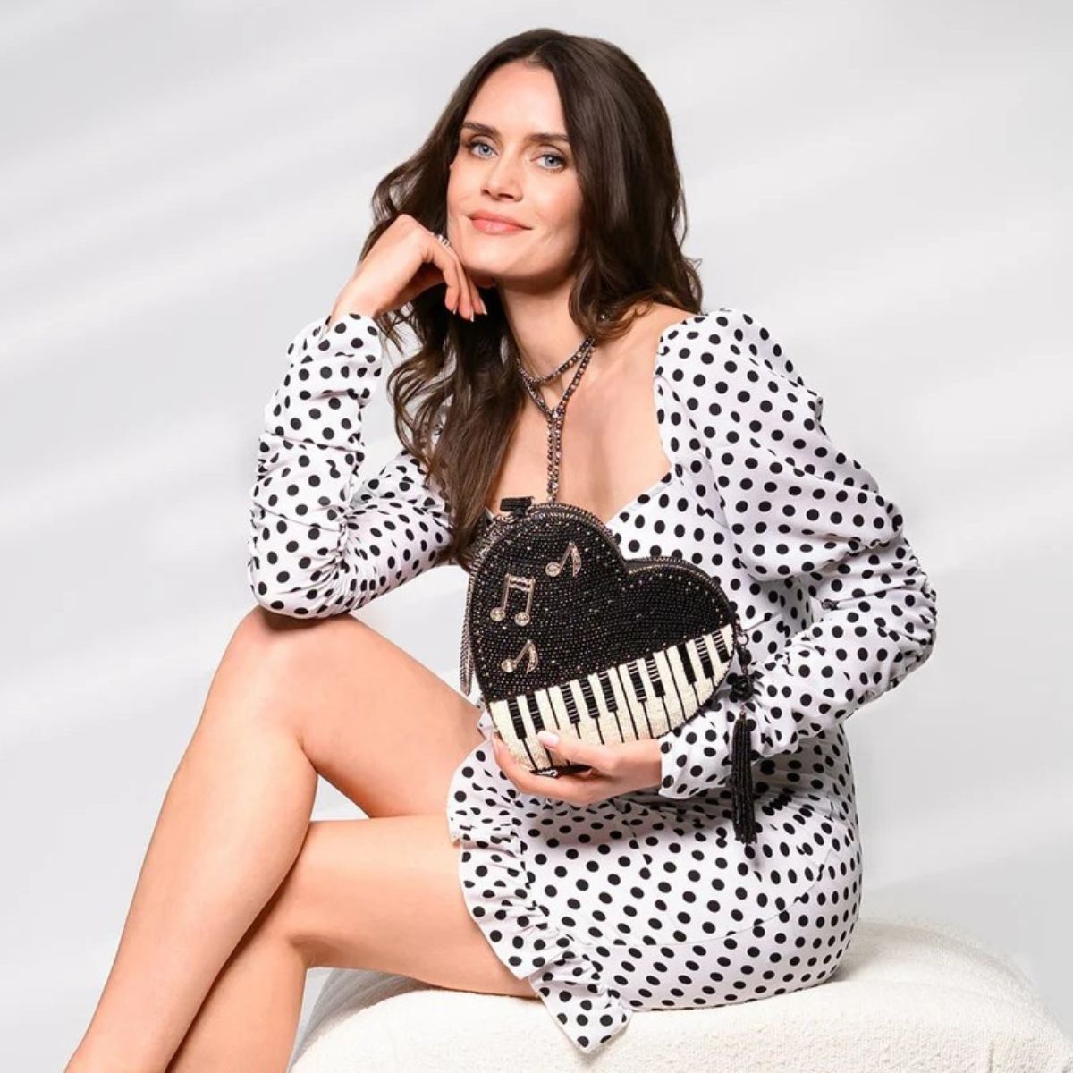 Mary Francis Heart Beat Piano bag in Black and White image number 2