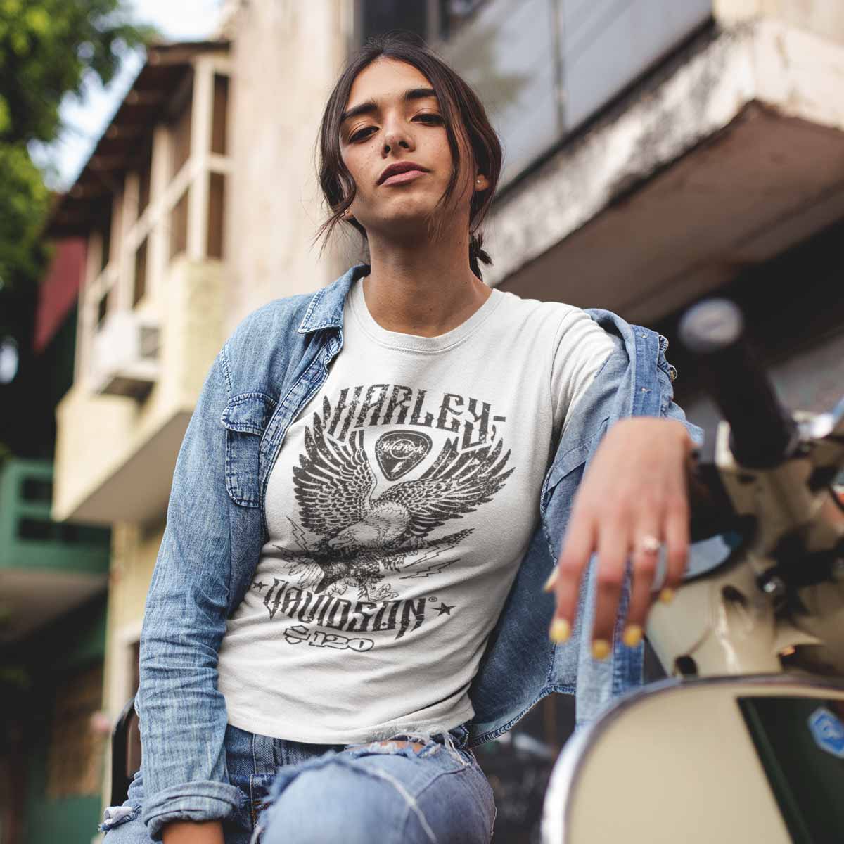 Harley Davidson Ladies Slim Fit Tee Shirt in White image number 4