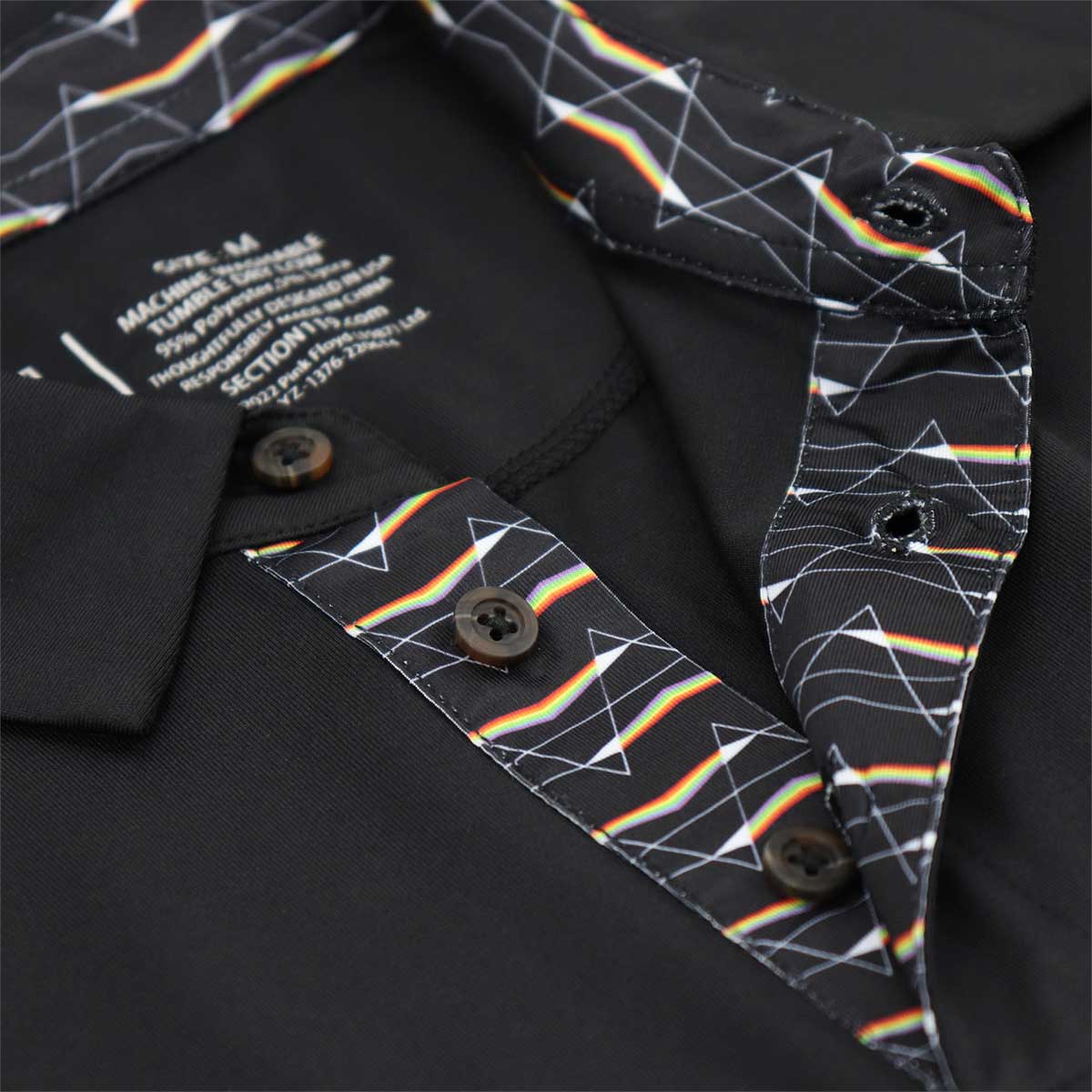 Pink Floyd Dark Side of the Moon Dry Fit Polo in Black image number 4