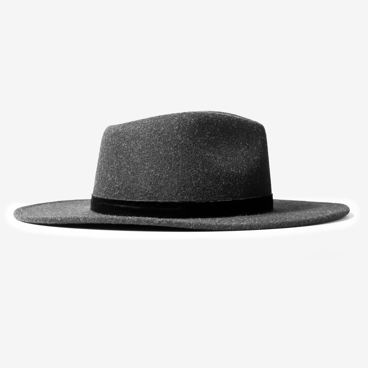 Ladies Wool Flat Brim Hat Gray image number 2