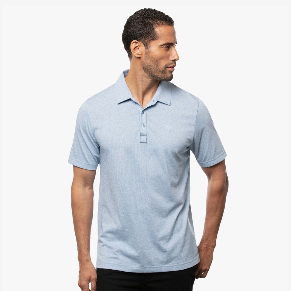 Travis Mathew x Hard Rock Zinnia Collar Stay Polo in Light Blue image number 2