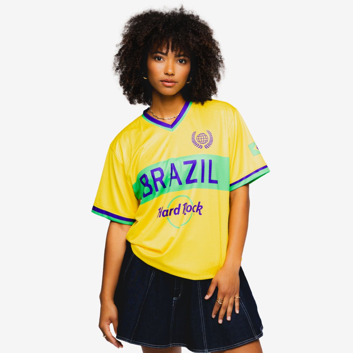 Brazil Soccer V-Neck Tee in Yellow image number 1