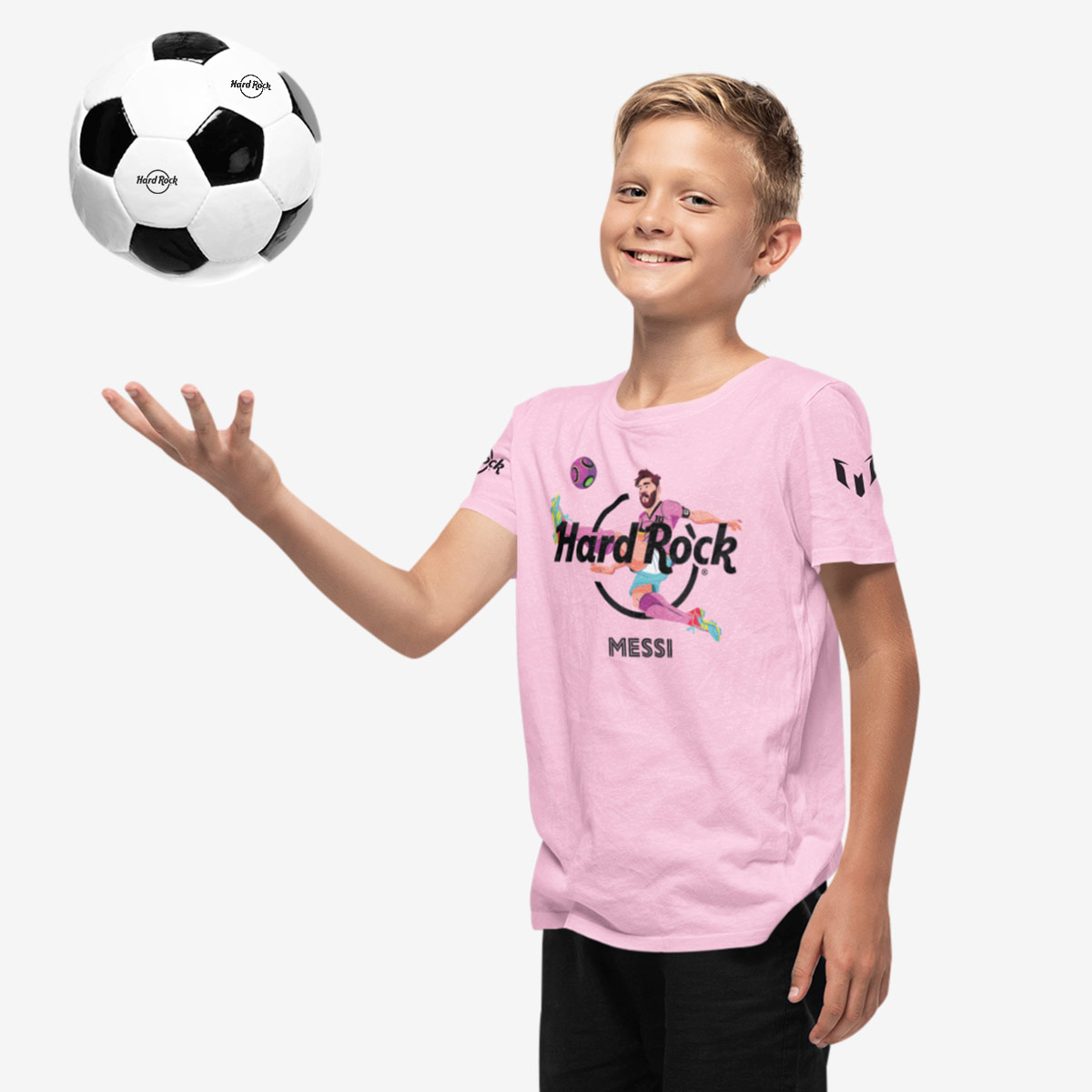 Messi x Hard Rock Kids Tee in Pink image number 1