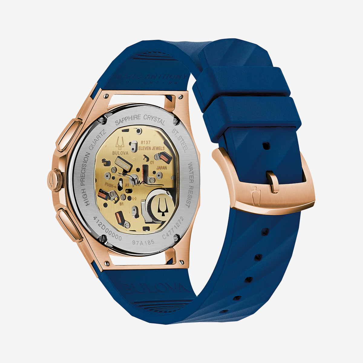 Bulova Marc Anthony CURV Rose-Gold Blue Chronograph image number 2