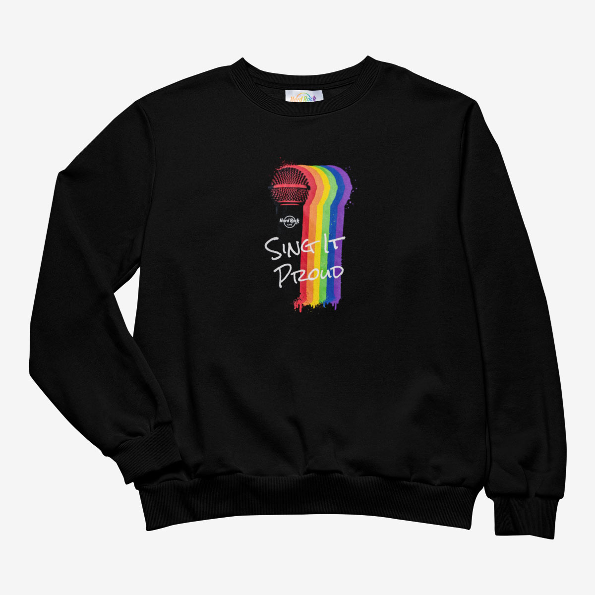 Pride Pullover Crewneck Fleece with Mic Drip Sing It Proud Design image number 1