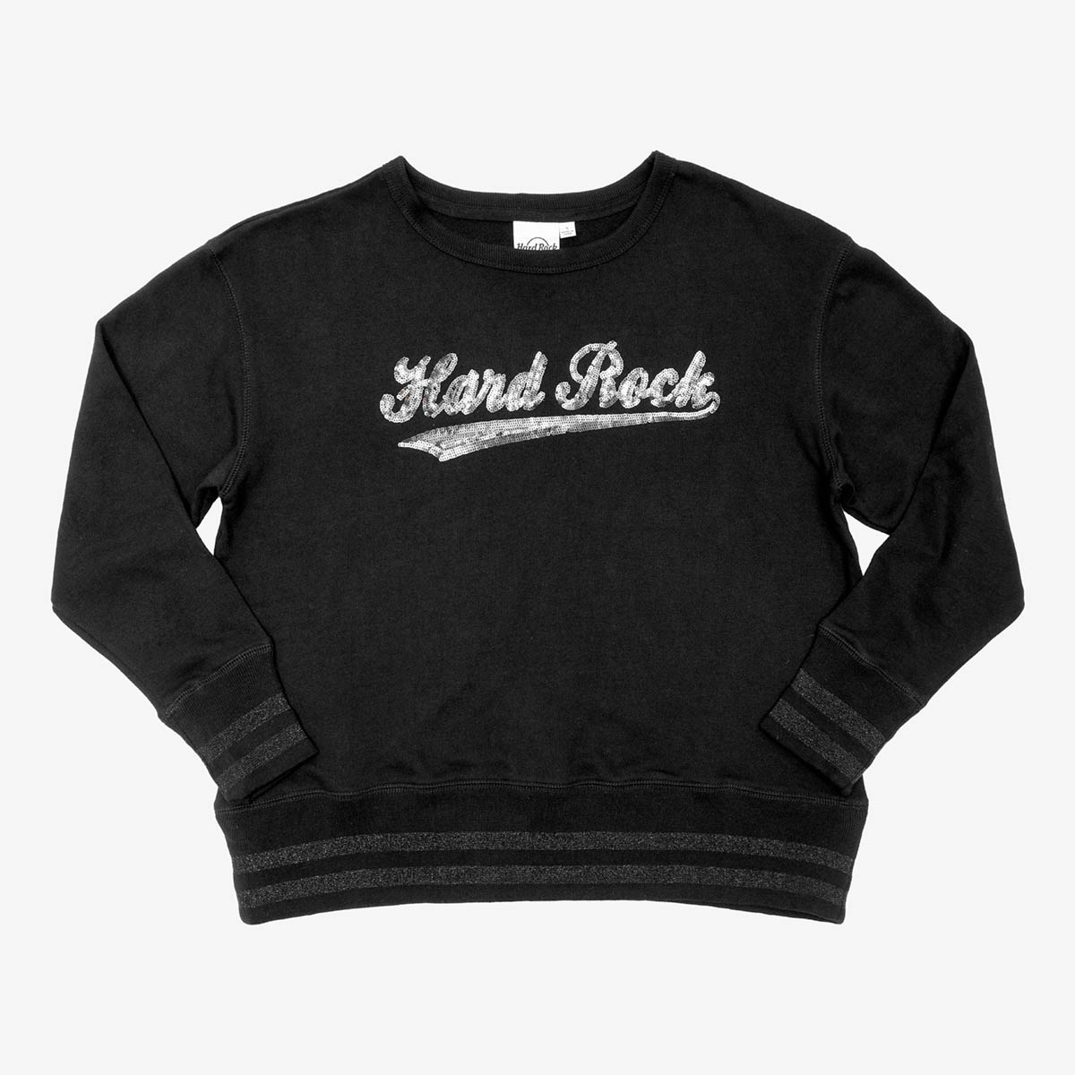 Hard Rock Sequin Logo French Terry Longsleeve Crewneck Sweatshirt image number 3