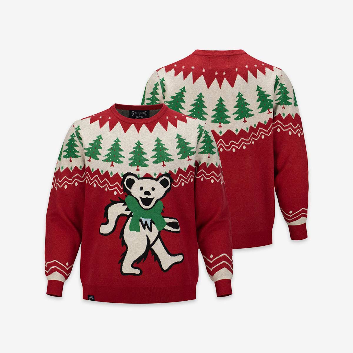 Grateful Dead Bear Tree Holiday Sweater in Red image number 3