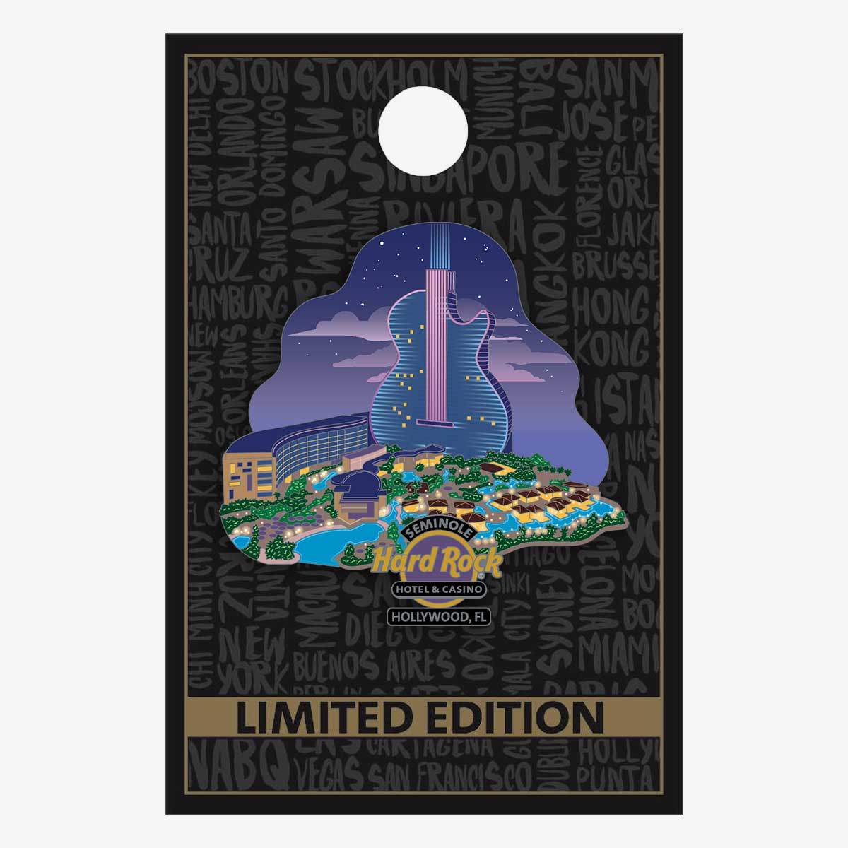 Limited Edition Hollywood, FL Night Life Guitar Pin image number 2
