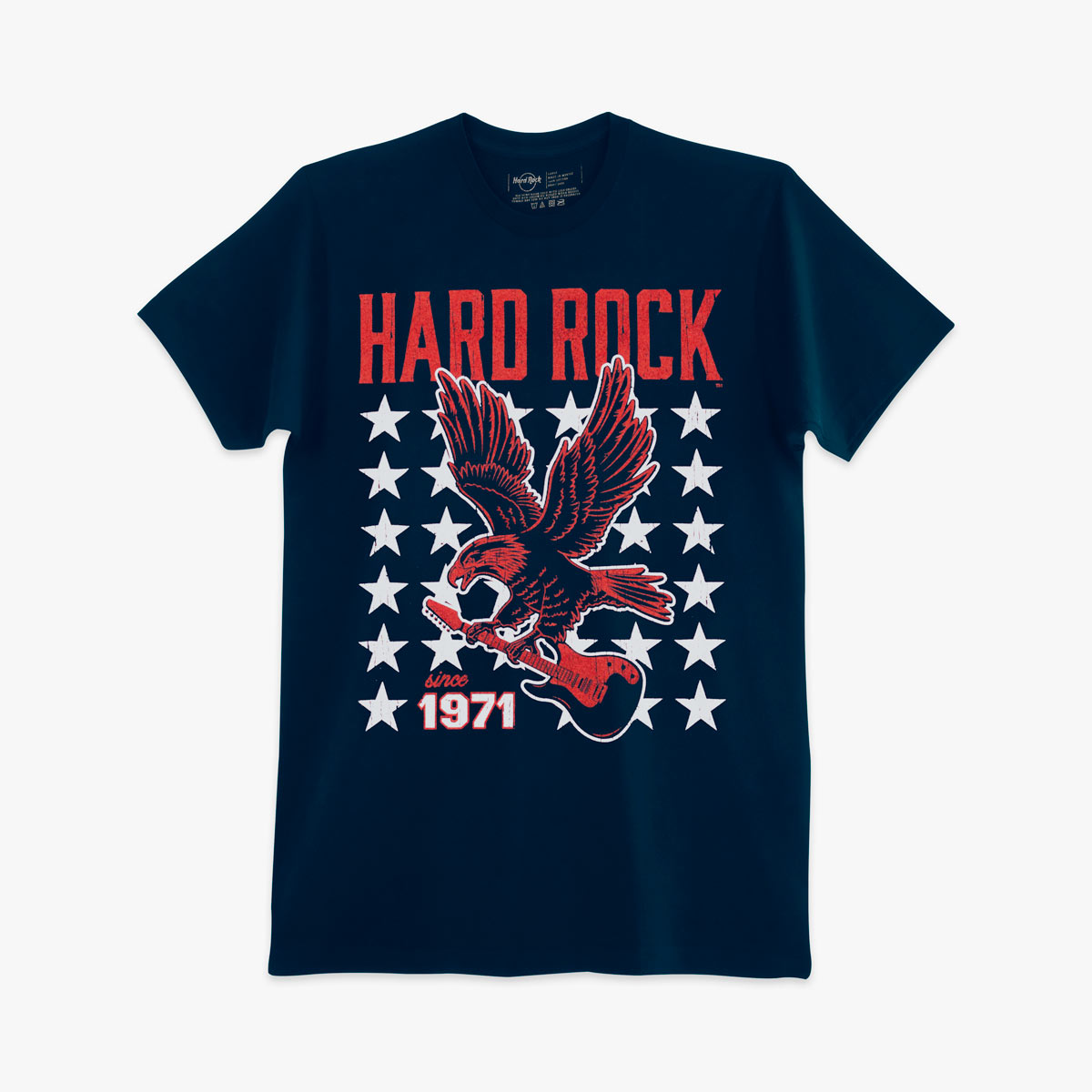 Americana Adult Fit Navy Tee with Eagle Guitar Stars Motif image number 2