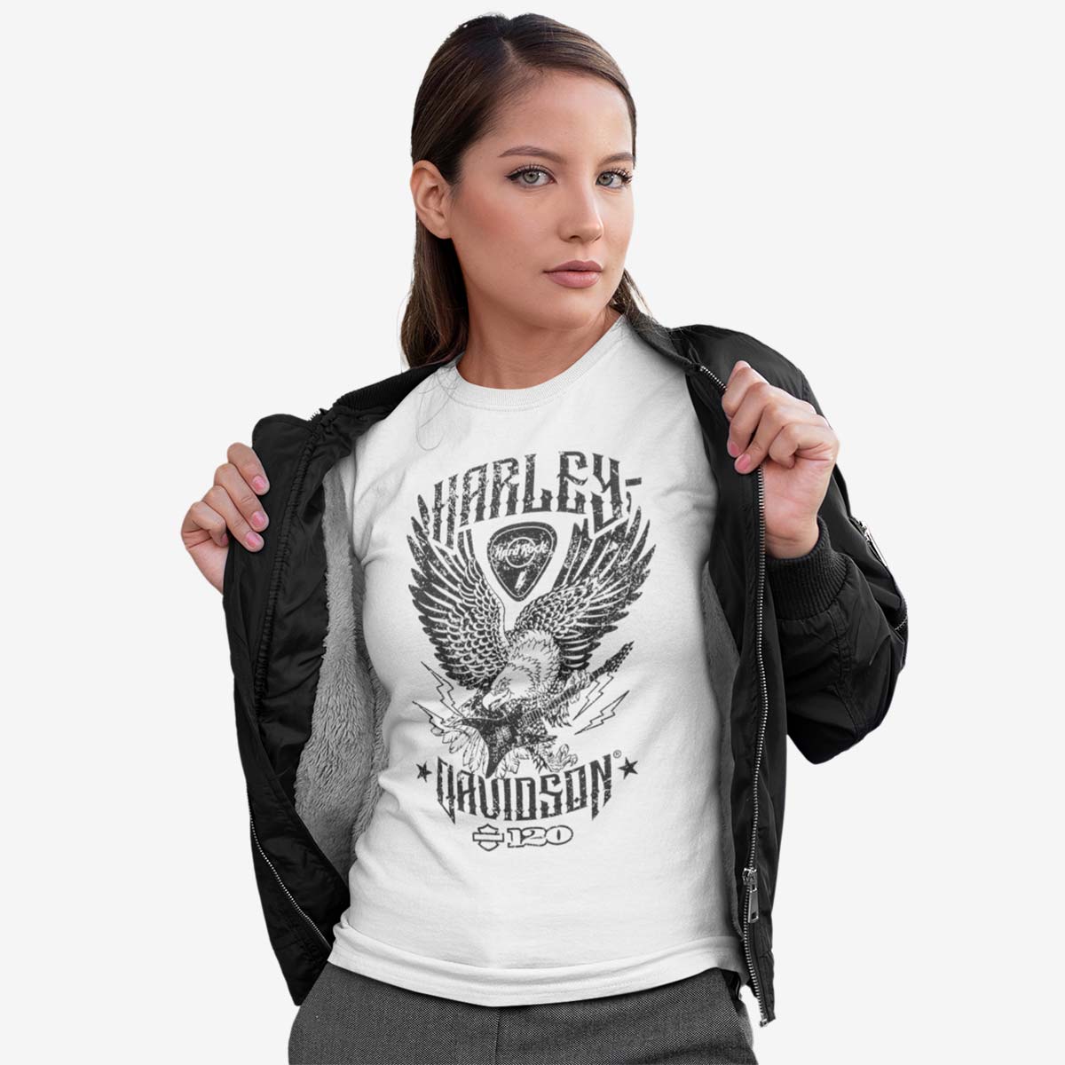 Harley Davidson Ladies Slim Fit Tee Shirt in White image number 1