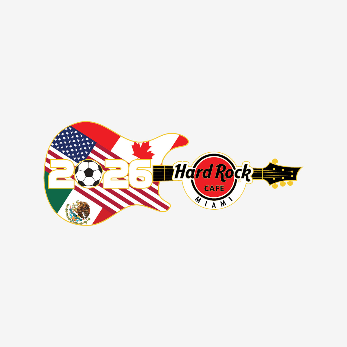 Collectible 2026 Soccer Guitar Pin image number 1