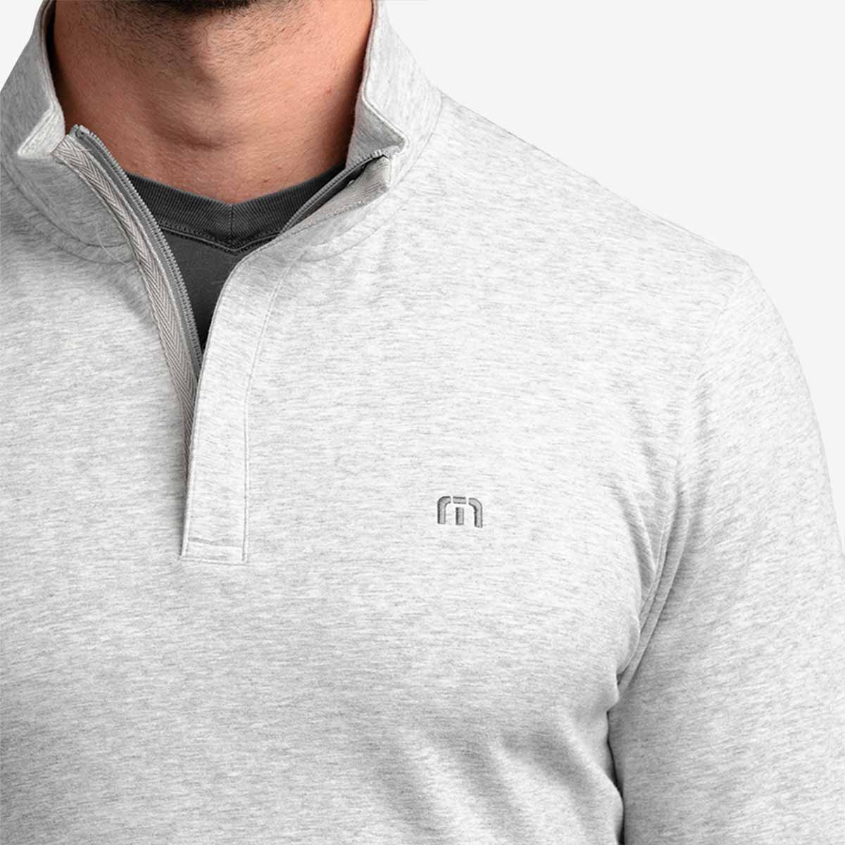 Travis Mathew x Hard Rock Cloud Quarter Zip Pullover Fleece in Light Grey image number 2