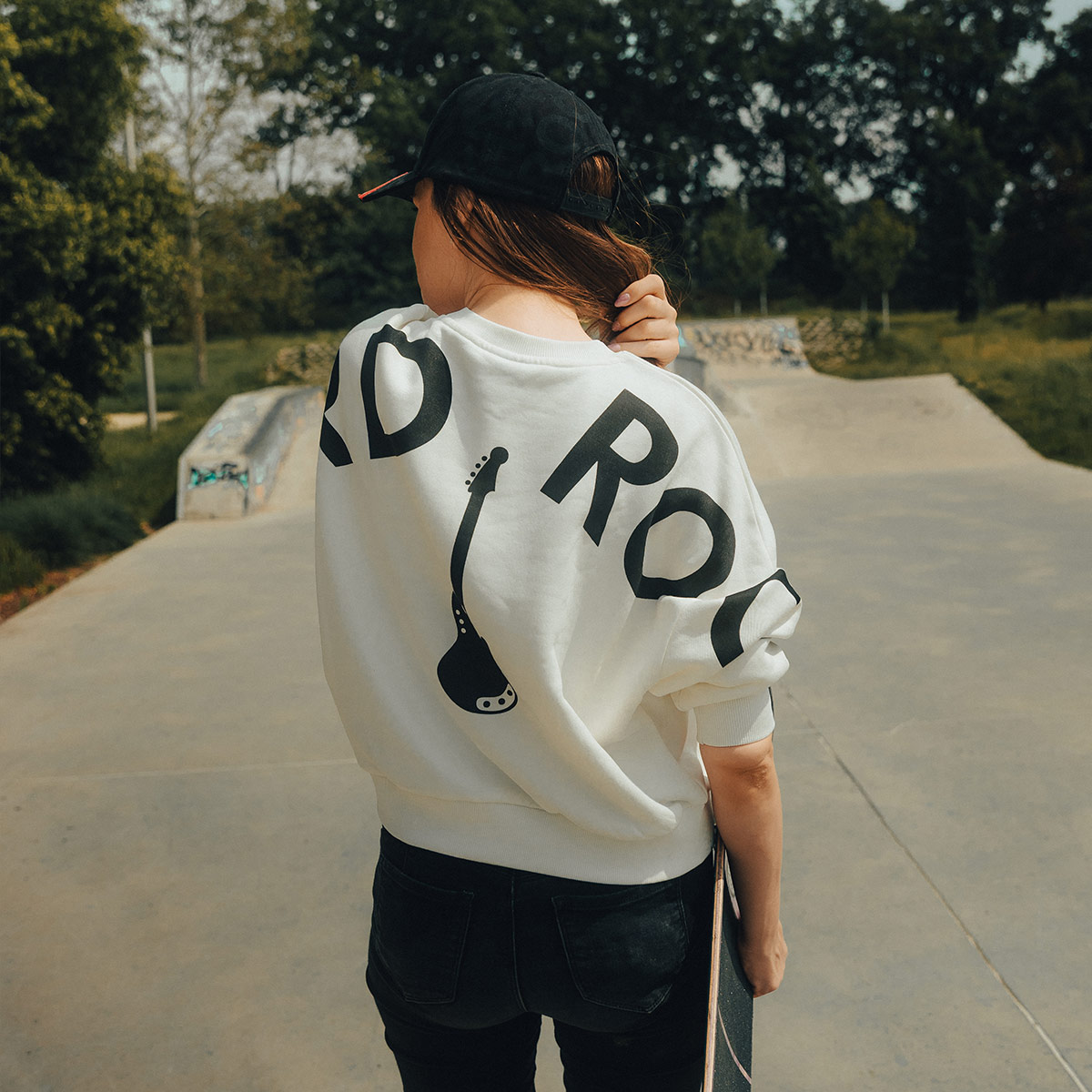 Womens Play Louder Crewneck Sweater in Off White image number 2